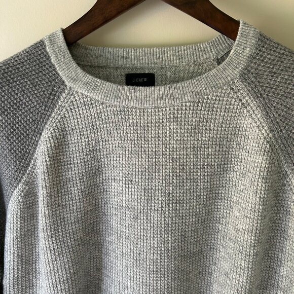 J. Crew Wool/Cashmere/Rabbit Hair Blend Waffle Knit Baseball Crewneck - MINT! - Picture 2 of 6